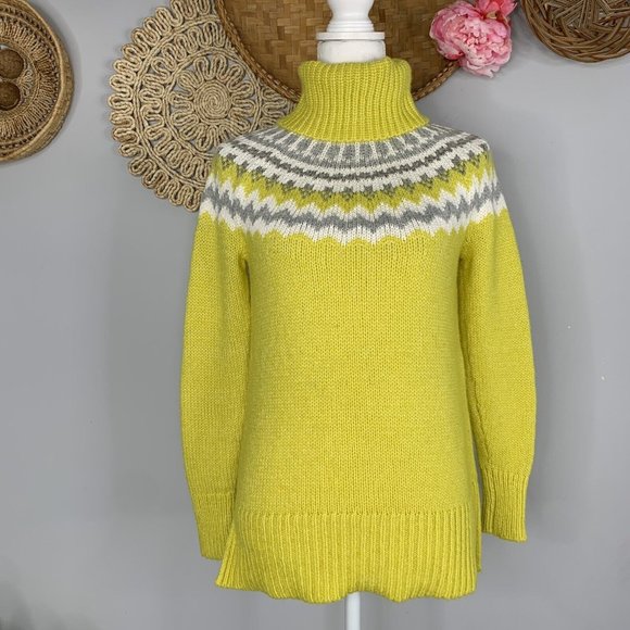 LOFT Sweaters Loft Womens Sweater Xxs Yellow Wool Fair Isle Nordic